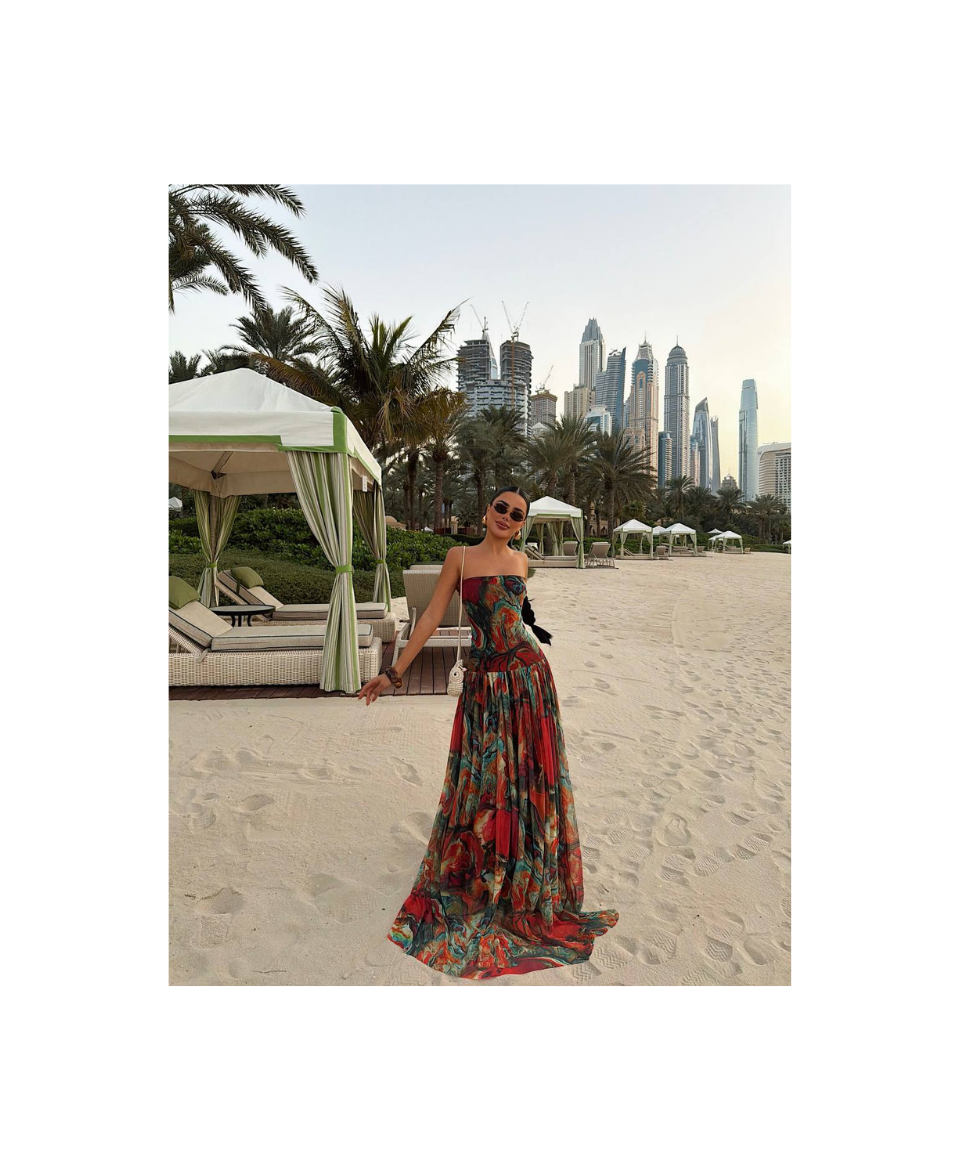 Sunset Mirage Patten Strappy Maxi Dress
